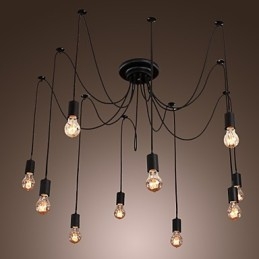 Lámpara colgante de 10 luces con diseño vintage y bombillas incluidas.