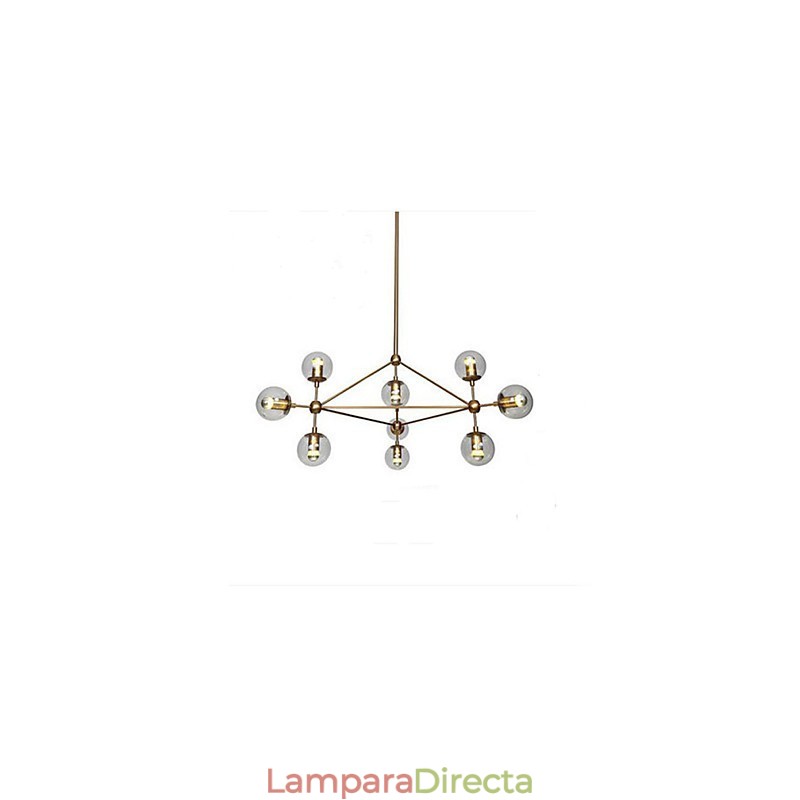 Lámpara de araña Golden Beans de 10 luces con pantalla de cristal