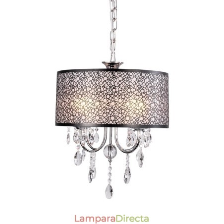 Lámpara de araña clásica tradicional de metal cromado y cristal Lámpara de araña clásica tradicional de metal cromado y cristal