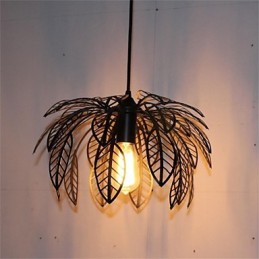 Lámpara de araña de hierro simple retro de una sola cabeza en forma de hoja