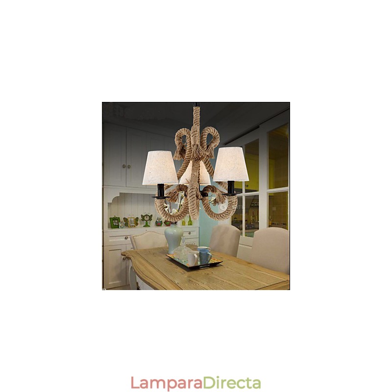 Lámpara de araña de cuerda creativa minimalista retro