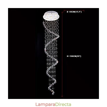 Lámpara colgante de cristal, 5 luces, plateada, transparente, K9, con hélice de cristal. Lámpara colgante de cristal, 5 luces, plateada, transparente, K9, con hélice de cristal.