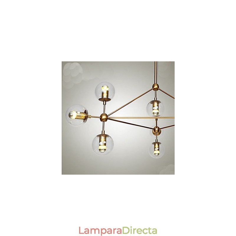 Lámpara de araña Golden Beans de 10 luces con pantalla de cristal