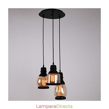 Lámpara colgante minimalista artística de 3 luces con pantalla de vidrio antiguo Lámpara colgante minimalista artística de 3 luces con pantalla de vidrio antiguo