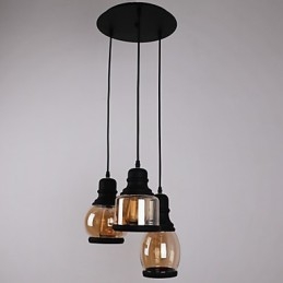Lámpara colgante minimalista artística de 3 luces con pantalla de vidrio antiguo