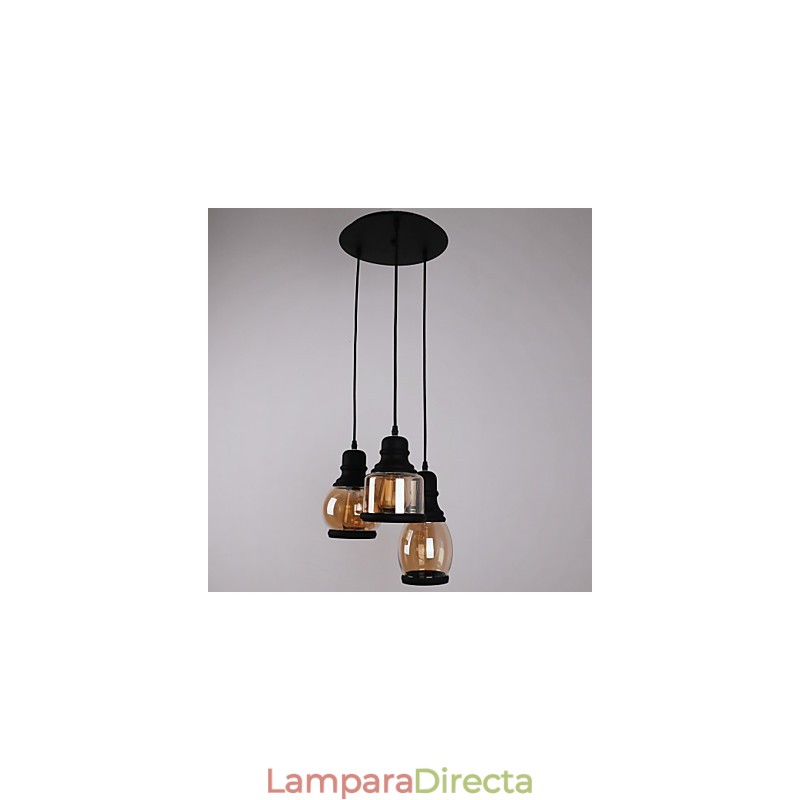 Lámpara colgante minimalista artística de 3 luces con pantalla de vidrio antiguo