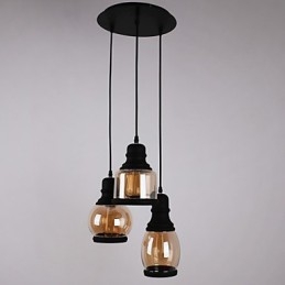 Lámpara colgante minimalista artística de 3 luces con pantalla de vidrio antiguo