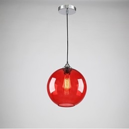 Lámpara colgante moderna de cristal con diseño de burbuja redonda roja
