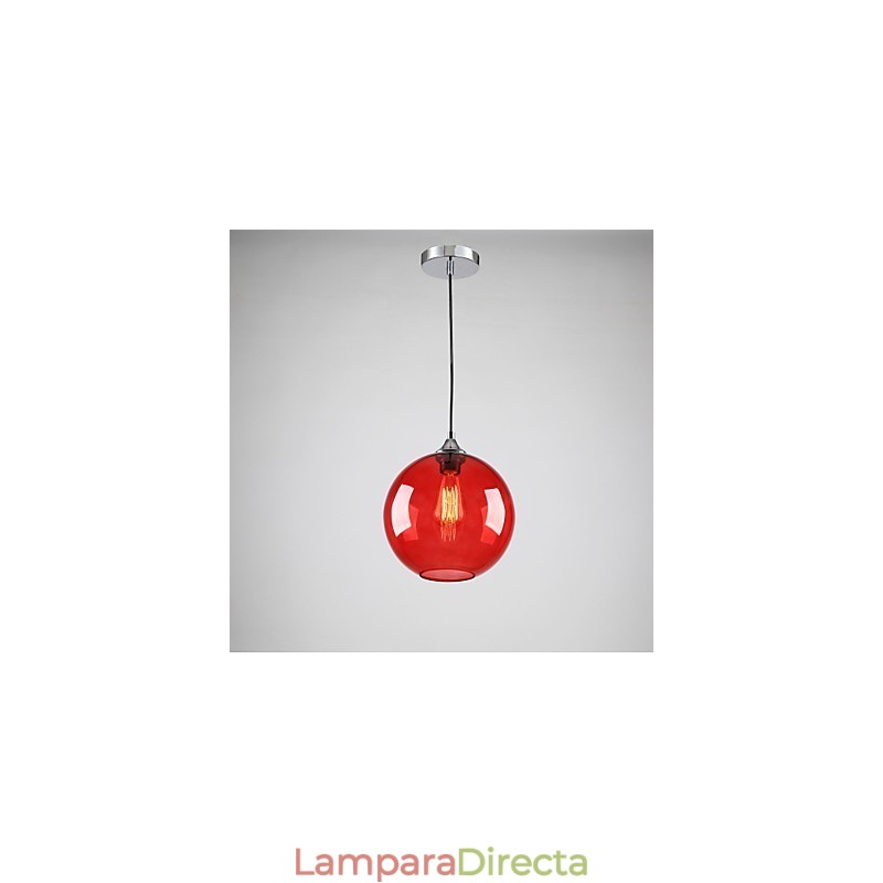 Lámpara colgante moderna de cristal con diseño de burbuja redonda roja