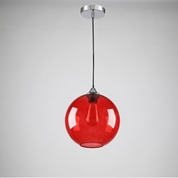 Lámpara colgante moderna de cristal con diseño de burbuja redonda roja