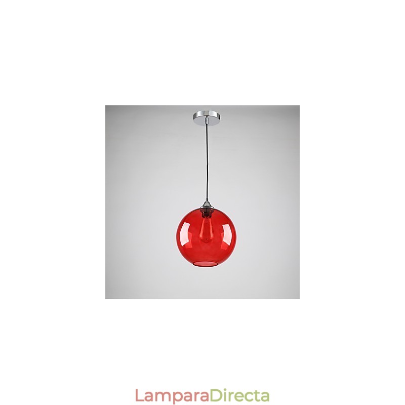 Lámpara colgante moderna de cristal con diseño de burbuja redonda roja
