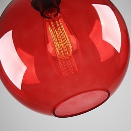 Lámpara colgante moderna de cristal con diseño de burbuja redonda roja