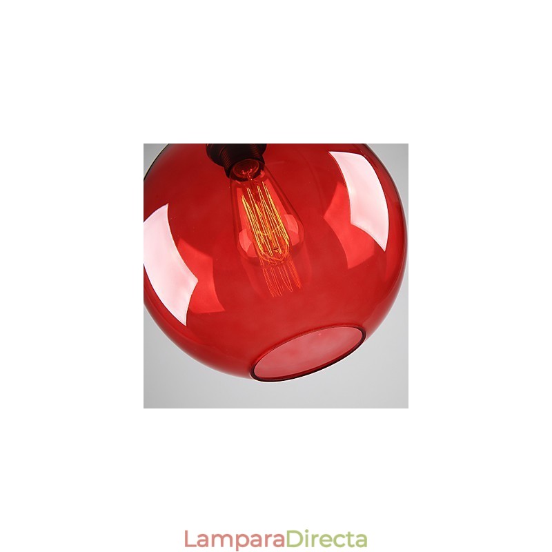 Lámpara colgante moderna de cristal con diseño de burbuja redonda roja