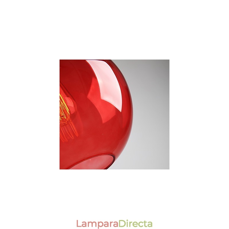 Lámpara colgante moderna de cristal con diseño de burbuja redonda roja