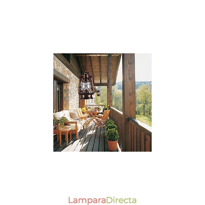 Lámpara colgante estilo mini farol campestre de bronce