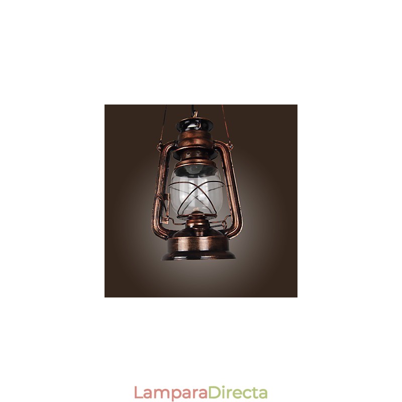 Lámpara colgante estilo mini farol campestre de bronce