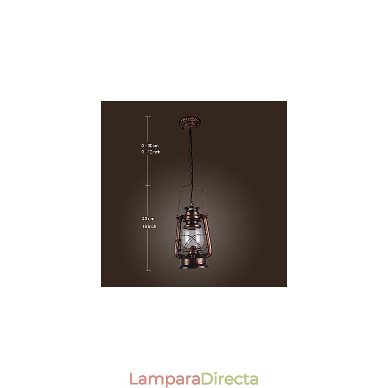 Lámpara colgante estilo mini farol campestre de bronce