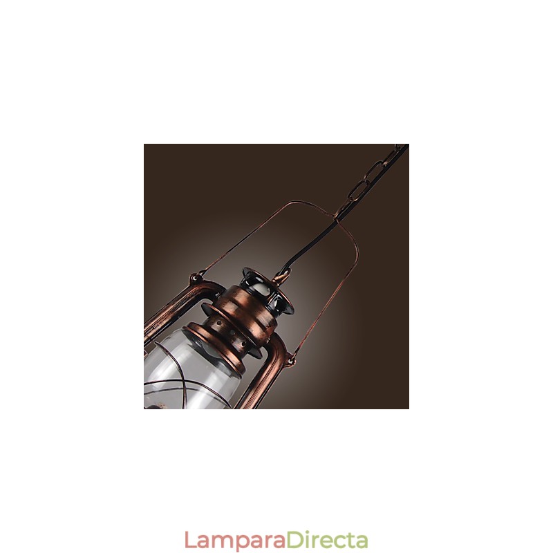 Lámpara colgante estilo mini farol campestre de bronce