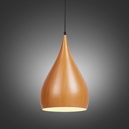 Lámpara colgante retro de metal con veta de madera para cafetería