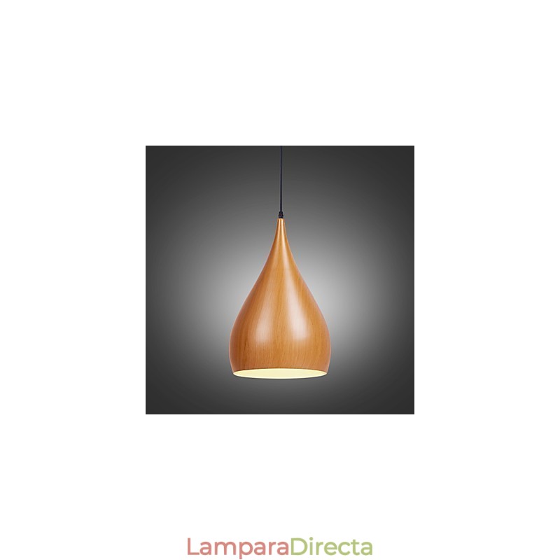 Lámpara colgante retro de metal con veta de madera para cafetería