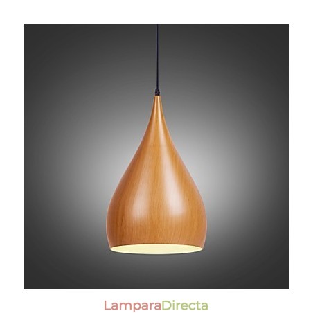 Lámpara colgante retro de metal con veta de madera para cafetería Lámpara colgante retro de metal con veta de madera para cafetería