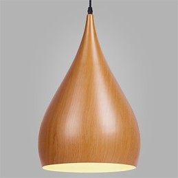 Lámpara colgante retro de metal con veta de madera para cafetería