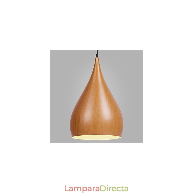 Lámpara colgante retro de metal con veta de madera para cafetería