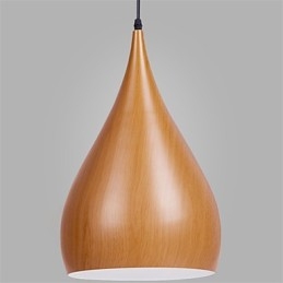 Lámpara colgante retro de metal con veta de madera para cafetería