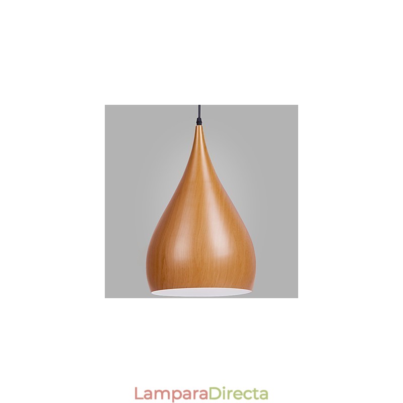 Lámpara colgante retro de metal con veta de madera para cafetería