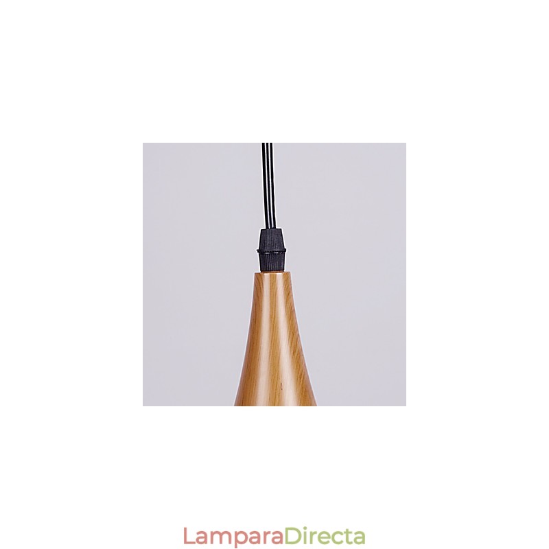 Lámpara colgante retro de metal con veta de madera para cafetería