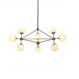 Lámpara de araña Golden Beans de 10 luces con pantalla de cristal
