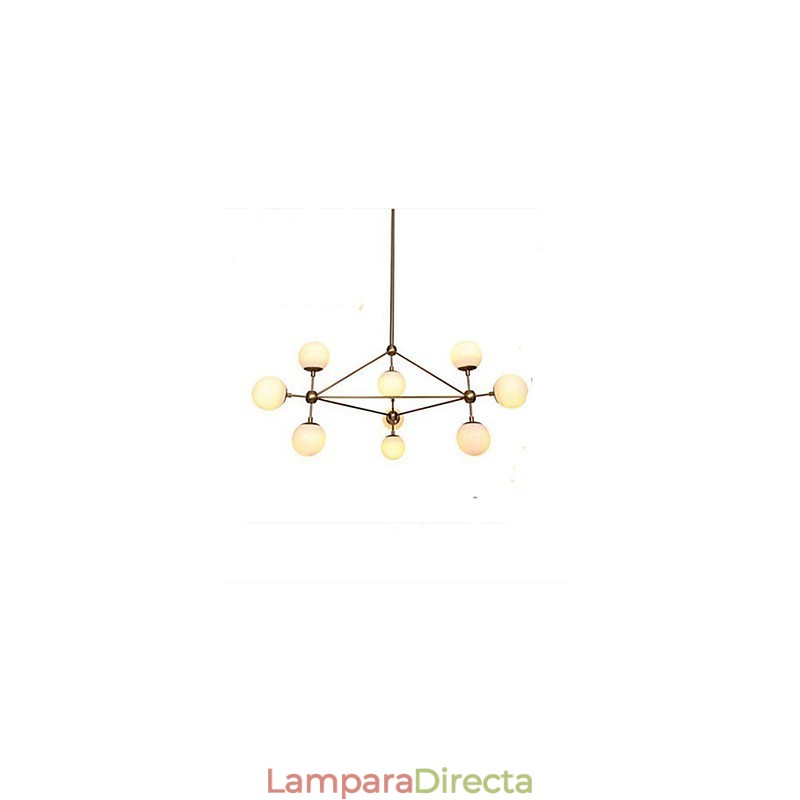 Lámpara de araña Golden Beans de 10 luces con pantalla de cristal
