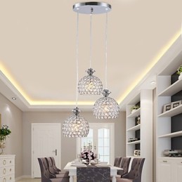 Lámpara colgante de cristal contemporánea moderna de 3 cabezas