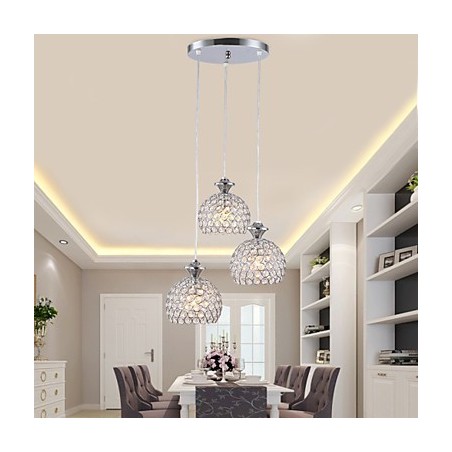 Lámpara colgante de cristal contemporánea moderna de 3 cabezas Lámpara colgante de cristal contemporánea moderna de 3 cabezas