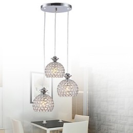 Lámpara colgante de cristal contemporánea moderna de 3 cabezas