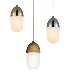 Lámpara colgante Mini Acorn, 1 luz, moderna, simplicidad, acabado en madera cromada dorada, acero al carbono y vidrio.