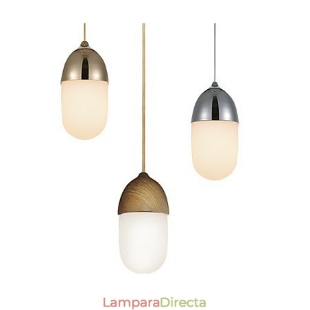 Lámpara colgante Mini Acorn, 1 luz, moderna, simplicidad, acabado en madera cromada dorada, acero al carbono y vidrio. Lámpara colgante Mini Acorn, 1 luz, moderna, simplicidad, acabado en madera cromada dorada, acero al carbono y vidrio.