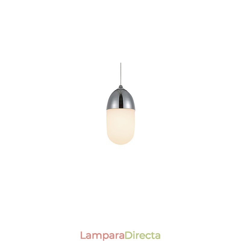 Lámpara colgante Mini Acorn, 1 luz, moderna, simplicidad, acabado en madera cromada dorada, acero al carbono y vidrio.