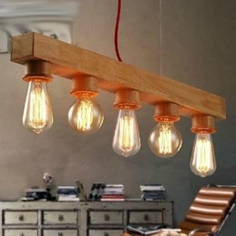 Lámpara colgante moderna, contemporánea, tradicional, clásica, estilo mini, de madera y bambú.