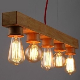 Lámpara colgante moderna, contemporánea, tradicional, clásica, estilo mini, de madera y bambú.