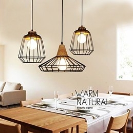 Lámpara de araña nórdica creativa de hierro forjado para cafetería, estilo retro, con red colgante
