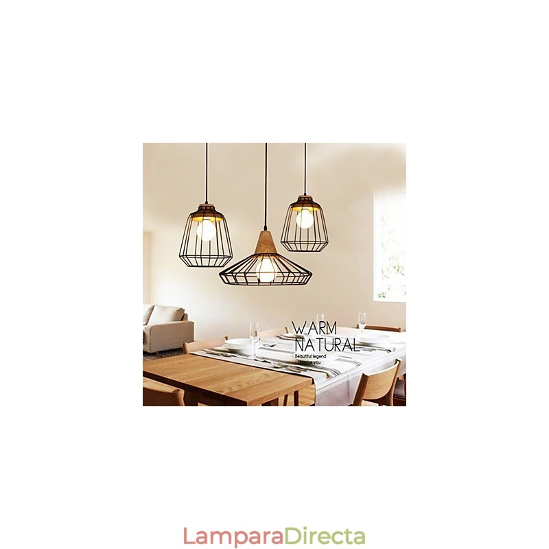 Lámpara de araña nórdica creativa de hierro forjado para cafetería, estilo retro, con red colgante