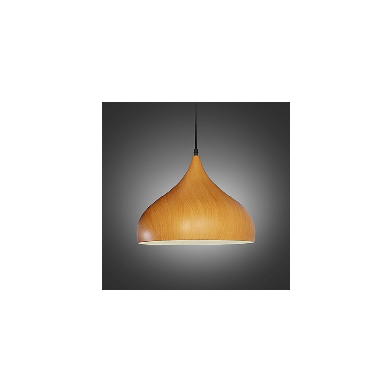 Lámpara colgante retro de metal con veta de madera para cafetería