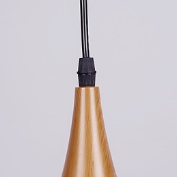Lámpara colgante retro de metal con veta de madera para cafetería
