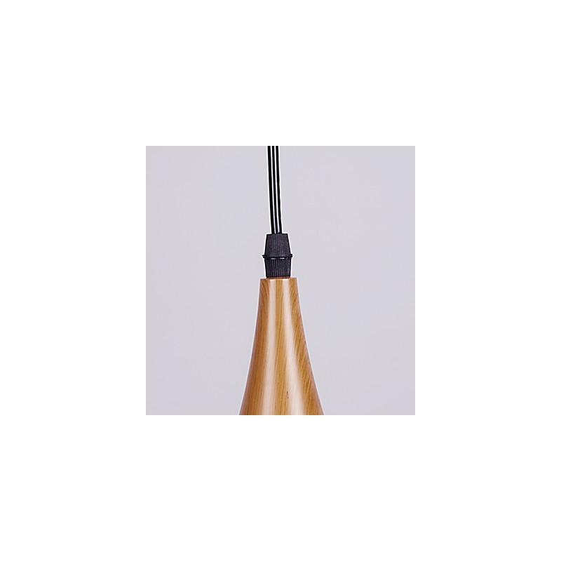 Lámpara colgante retro de metal con veta de madera para cafetería