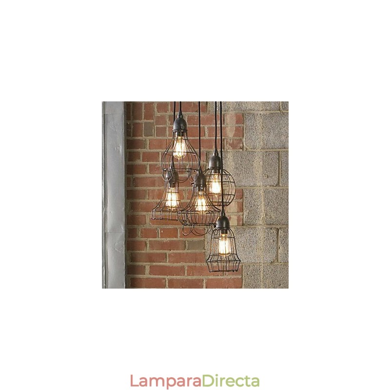 Lámpara de araña de metal con pintura estilo campestre en miniatura