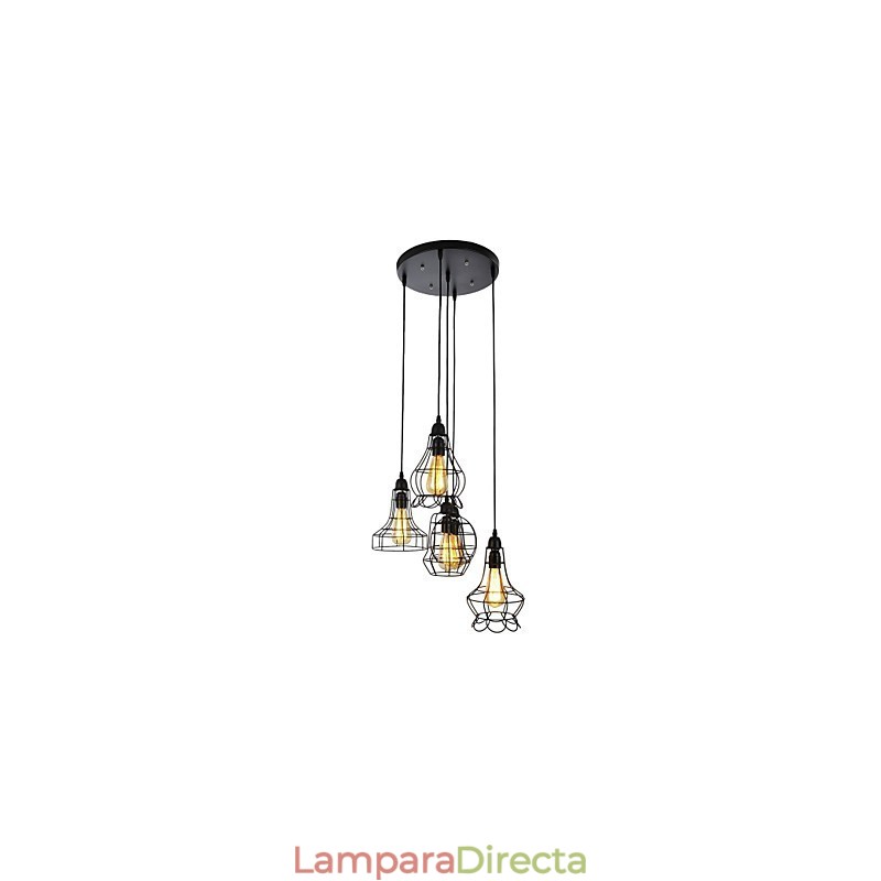 Lámpara de araña de metal con pintura estilo campestre en miniatura