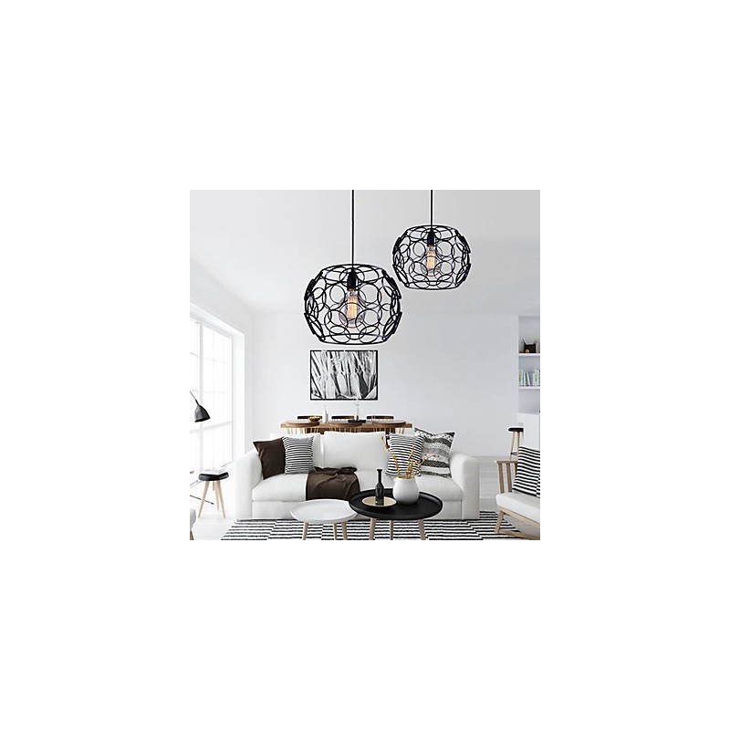 Lámpara colgante de un solo cabezal de hierro forjado y vidrio nórdico con diseño creativo y contratado