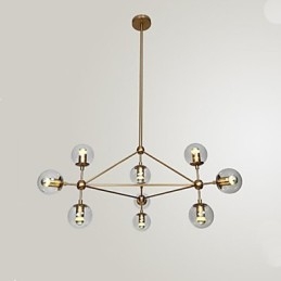 Lámpara de araña Golden Beans de 10 luces con pantalla de cristal