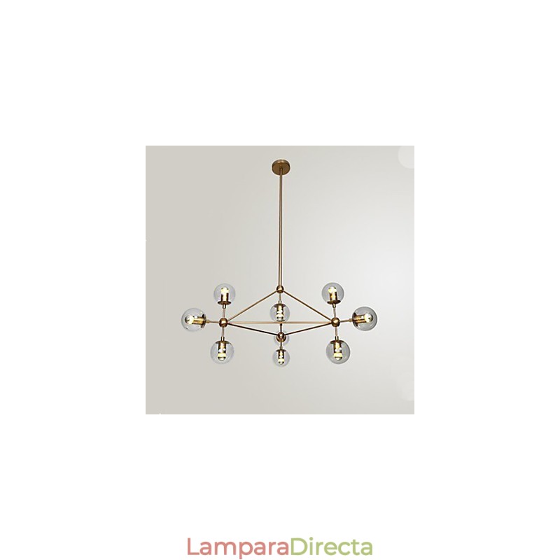 Lámpara de araña Golden Beans de 10 luces con pantalla de cristal